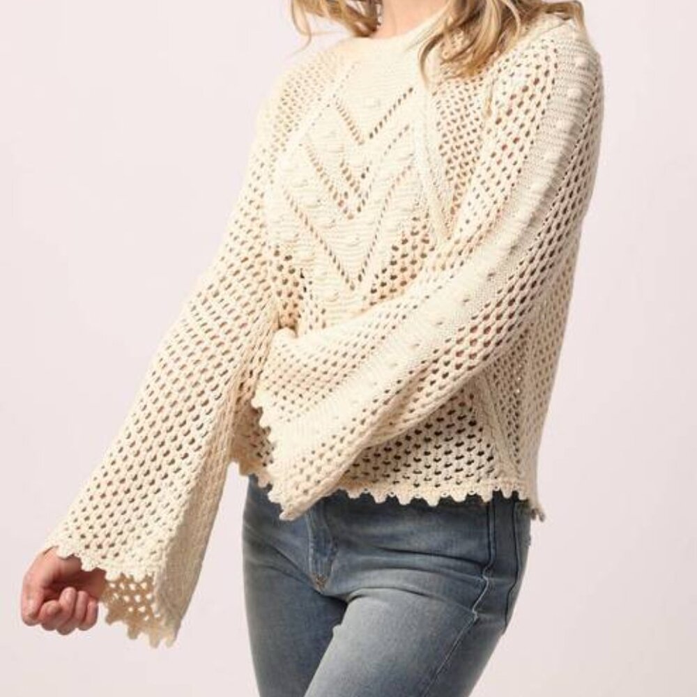 NWOT Another Love "Meryl" Cotton Crochet Sweater